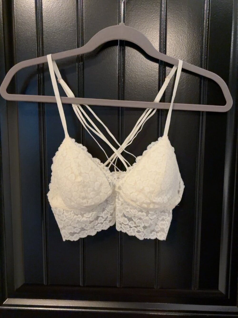 Aerie White Lace Strappy Bralette Crop Top Size S/P